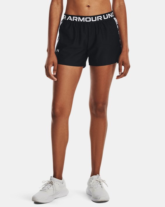 Women's UA Play Up Inset Printed Shorts, Black, pdpMainDesktop image number 0